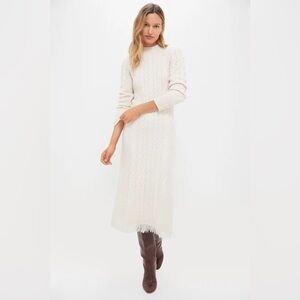 HYACINTH HOUSE Cream Freya Fringe Sweater Dress Sz Small
